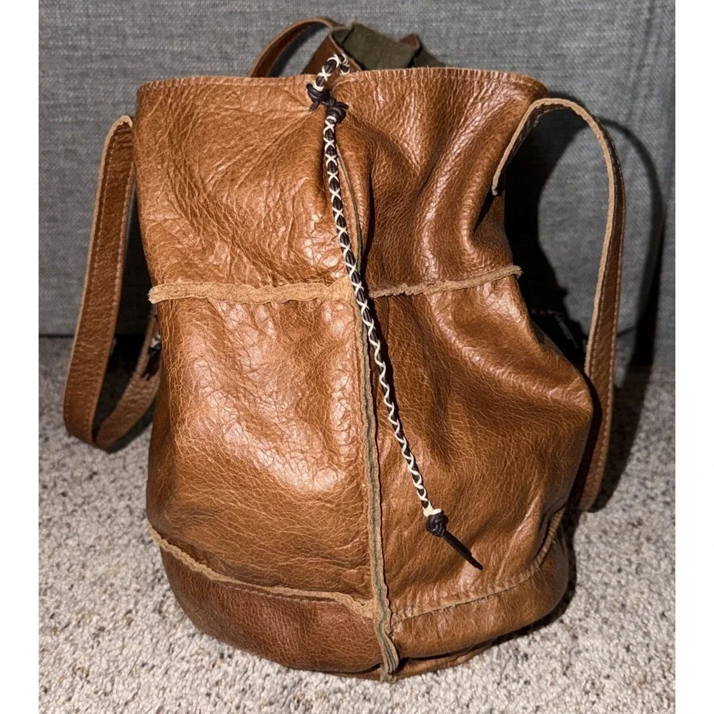 Robin Fogg Genuine Leather Slouch Hobo Tote Bag Brown Boho Shoulder Purse